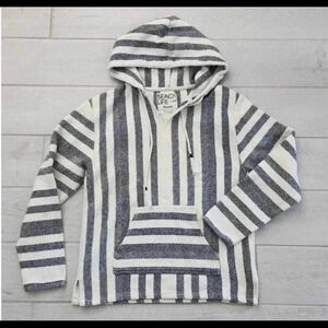 Beach Life Women Stripe Poncho Hoodie Pullover Size L